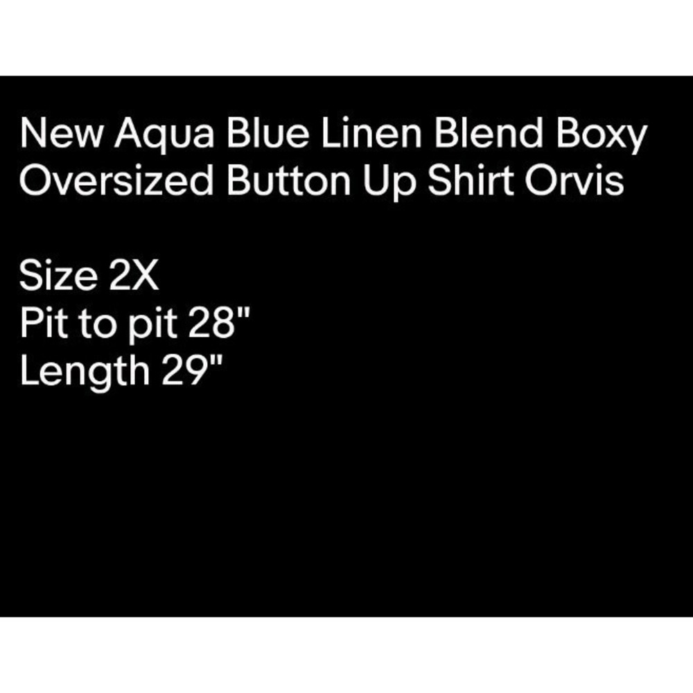 New Aqua Blue Linen Blend Boxy Oversized Button Up Shirt Orvis Sz 2X - Picture 7 of 7